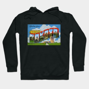 Greetings from North Dakota - Vintage Large Letter Postcard Hoodie